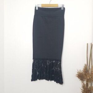 Y2K Contenta 90s Black Lace Mermaid Bottom Pencil Skirt Retro Fitted Size Small